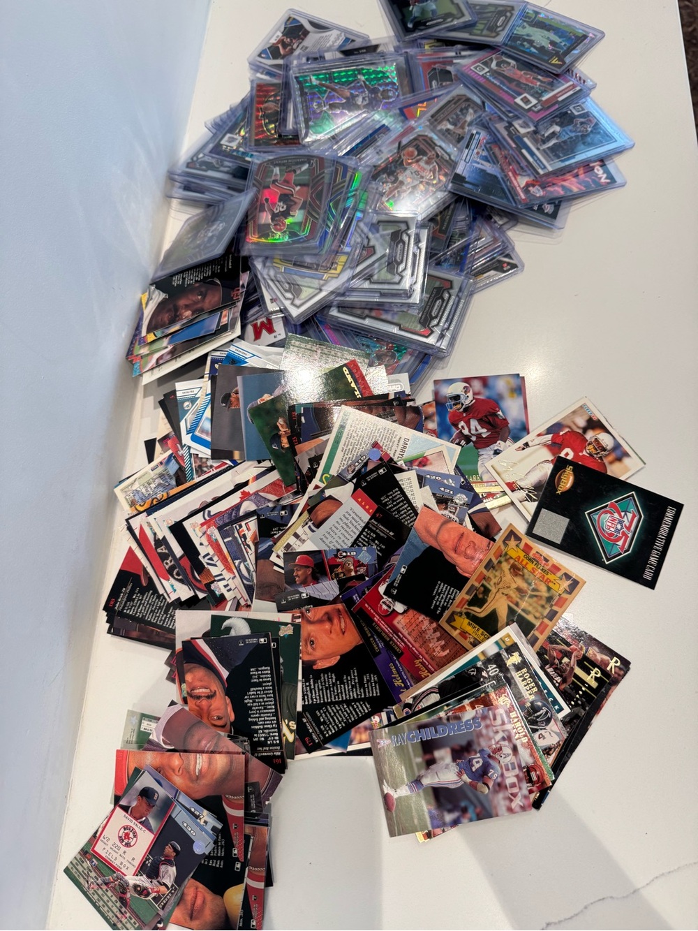 Huge Lot Of NBA, NFL, MLB Cards . Some In Plastic Card Protectors. 2 Huge Bags!